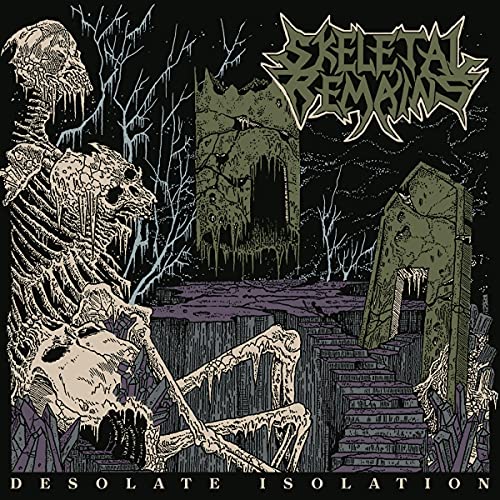Album art featuring skeletal remains and stone monoliths in a desolate, dark landscape.