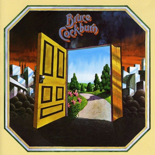"Album cover with an open yellow door revealing a path to a garden."