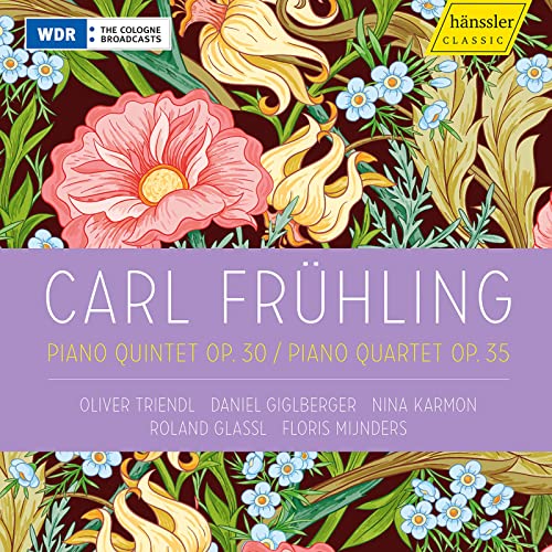 CD cover for Carl Frühling piano quintet and quartet, floral design.