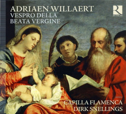 "CD cover featuring a Renaissance painting of the Holy Family with text overlay."