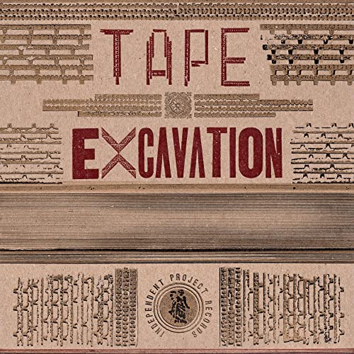CD cover for “Tape Excavation” with red text on a textured brown background.