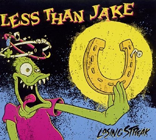 "Album cover art for 'Less Than Jake - Losing Streak' featuring a cartoon monster holding a horseshoe."