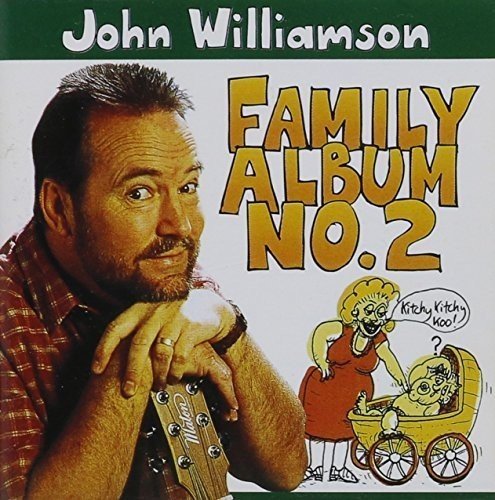 CD cover for John Williamson’s “Family Album No.2” featuring a portrait and cartoon.