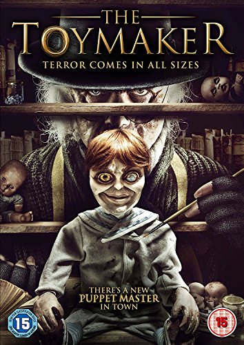 DVD cover for "The Toymaker" featuring a creepy doll with a menacing old man behind.