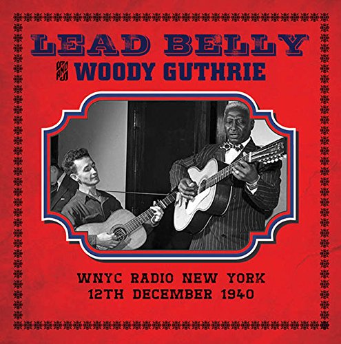 CD cover featuring Lead Belly and Woody Guthrie with guitars.