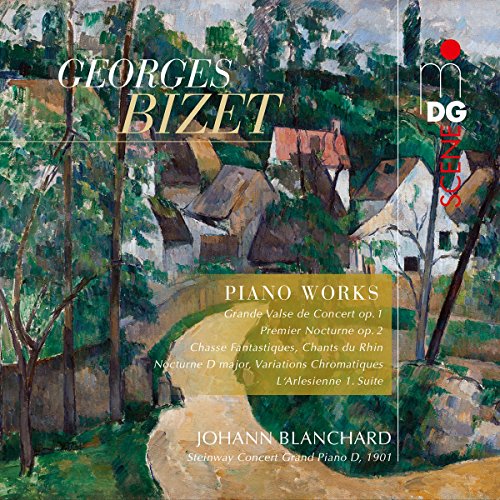 "CD cover featuring an impressionist painting of a village with text overlays."