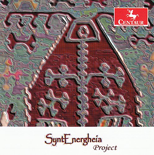 CD cover with abstract, metallic design and red Centaur logo, titled SyntEnergheia Project.