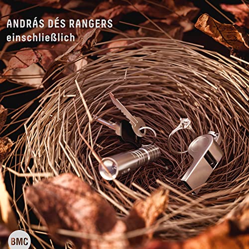CD cover with a bird's nest containing keys, a flashlight, and a whistle.