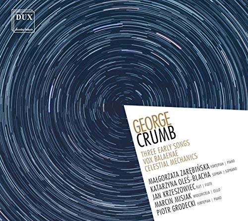 "CD cover with dark blue spiral pattern and white text overlay featuring artist names."