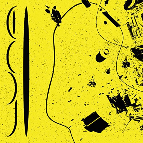 "Yellow album cover with black illustration of a broken guitar."