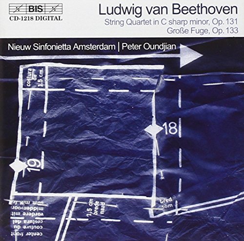 CD cover for Beethoven’s String Quartet, featuring abstract blueprint imagery.