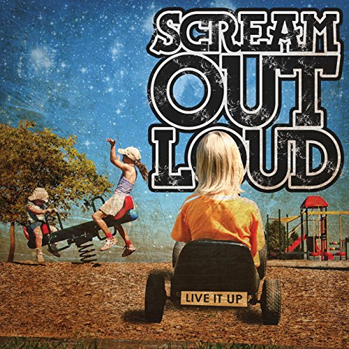 CD cover: children on a seesaw and pedal car, starry sky.