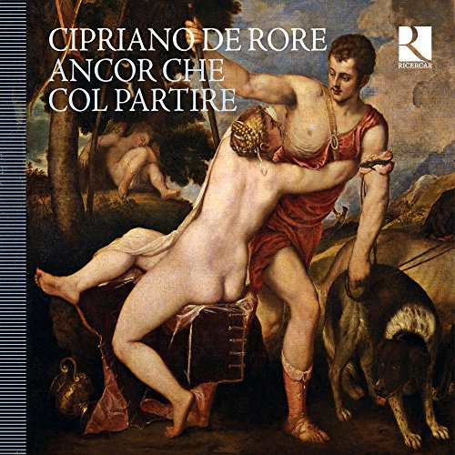 A CD cover featuring a Renaissance painting of two men and dogs.