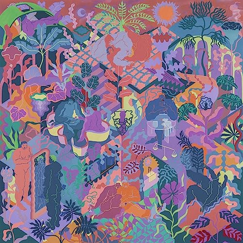 CD cover: vibrant, surreal painting of figures and lush, colorful foliage.
