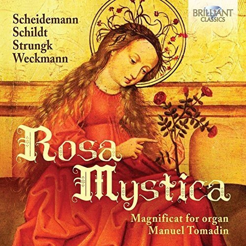 CD cover featuring a medieval depiction of the Virgin Mary in red.