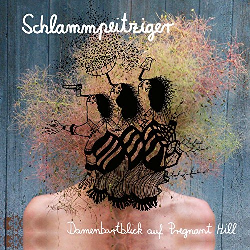 The alt text for the image is: "Vinyl album cover with surreal illustration of a bearded woman's head."