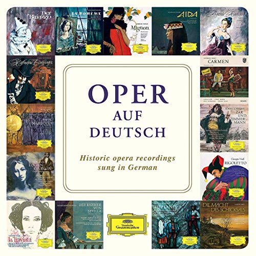 CD cover for "Oper auf Deutsch" featuring various opera scenes.