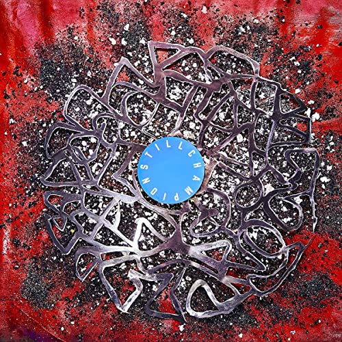 Album cover for Homeboy Sandman’s “Still Champion” with red and white splatter art.