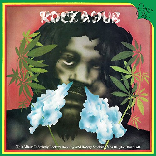 "Vinyl album cover with a man's face surrounded by cannabis leaves and smoke."