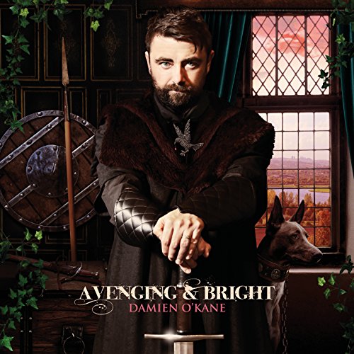 Damien O’Kane album cover: man in medieval garb with shield and dog.
