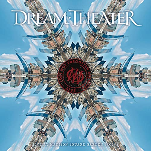 Dream Theater album cover: symmetrical cityscape with a central red logo.