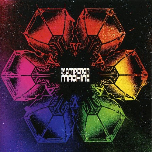 "Album cover with rainbow-colored, geometric shapes and 'The Emperor Machine' text."