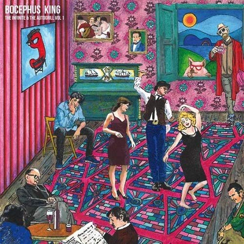 Album cover: painted scene of people in a room, vibrant colors, and portraits.
