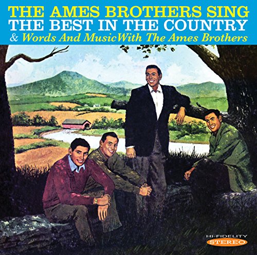 "Album cover art featuring The Ames Brothers in a rural landscape illustration."