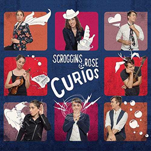 "CD cover with 7 photos of musicians against red and purple backgrounds."