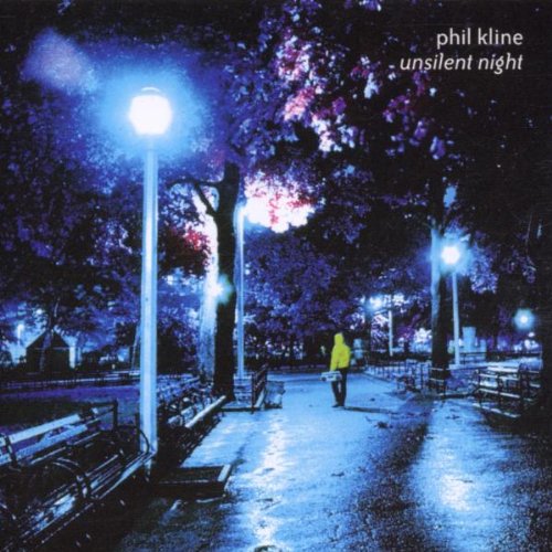 "Album cover for 'Unsilent Night' by Phil Kline, showing a person walking alone at night."