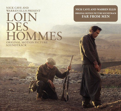 "Soundtrack album cover featuring two men in a desert landscape, one kneeling with a rifle."
