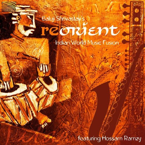 "CD cover with orange-toned illustration of a man playing a stringed instrument."