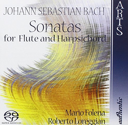 CD cover with abstract yellow and gray design, featuring text about Bach sonatas.