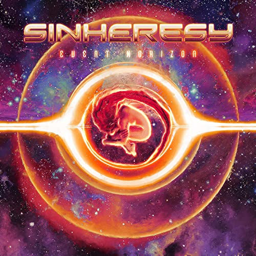 CD cover for Sinheresy’s “Event Horizon” featuring a figure in a fiery orb.