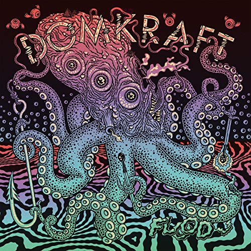 CD cover for Domkraft’s “Flood” featuring a detailed, colorful octopus illustration.