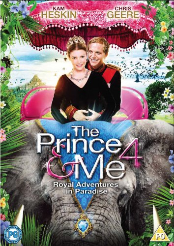 "DVD cover for 'The Prince and Me 4' featuring a couple on an elephant."