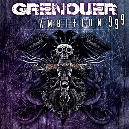 CD cover: skull with raven wings amidst occult symbols, dark purple background.