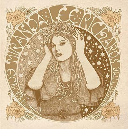 "Album cover featuring a sepia-toned illustration of a woman surrounded by flowers and stars."