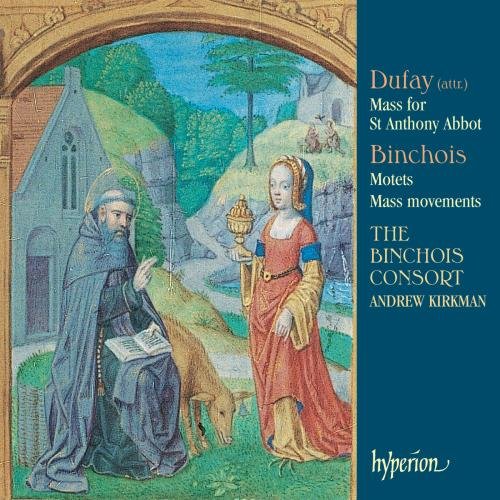 CD cover with medieval painting of saint and woman, blue background with white text.