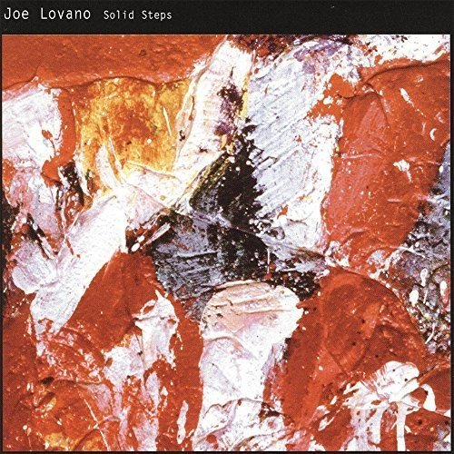 "Album cover with abstract red, white, and black textured painting and black header."