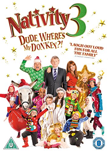 Nativity 3" DVD cover featuring a group of children, teachers, and a donkey.