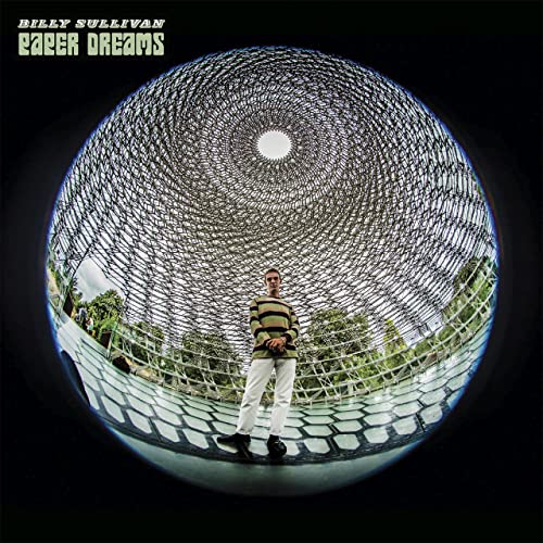 CD cover: distorted sphere with a man standing inside, light center.