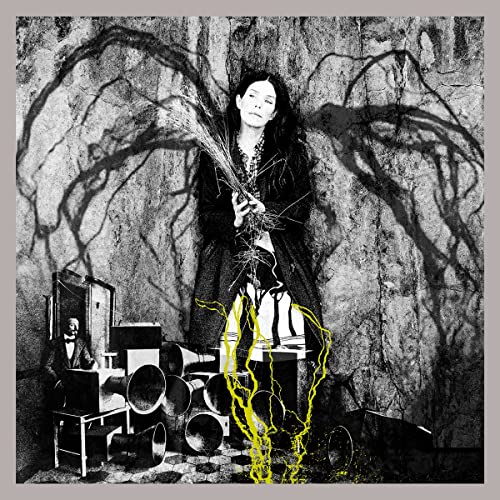 Black and white album cover featuring a woman with wing-like shadows.