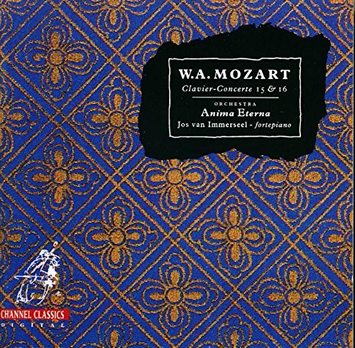 CD cover for Mozart piano concertos by Anima Eterna, blue floral pattern.