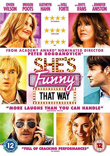 DVD cover for "She's Funny That Way" featuring six actors' headshots and review quotes.