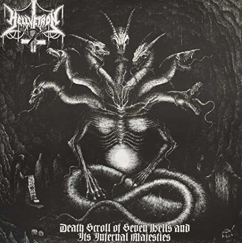 Black and white album cover depicting a multi-headed demonic figure.