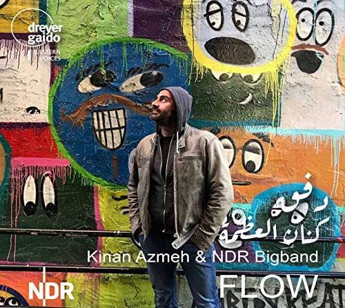 CD cover featuring Kinan Azmeh in front of colorful graffiti art.