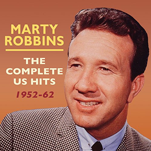 Marty Robbins' album cover featuring a portrait of him against an orange background.