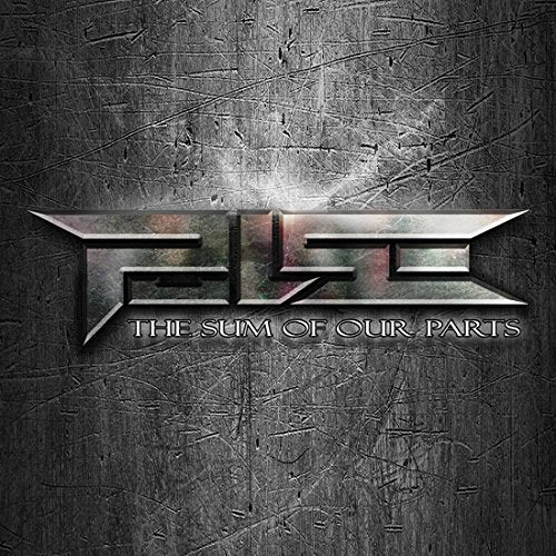 "Album cover with 'THE SUM OF OUR PARTS' text on scratched metal background."
