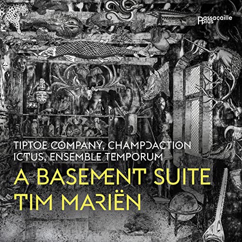 CD cover for "A Basement Suite" by Tim Mariën, with surreal imagery.